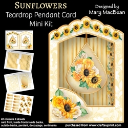Sunflowers - Teardrop Pendant Card Mini Kit