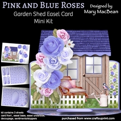 Pink and Blue Roses - Garden Shed Easel Card Mini Kit