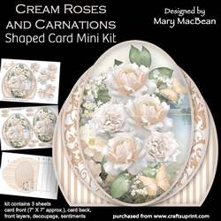 Cream Roses and Carnations - Shaped Card Mini Kit