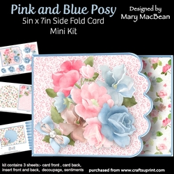 Pink and Blue Posy - 5 x 7 Side Fold Card Mini Kit