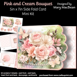 Pink and Cream Bouquet - 5 x 7 Side Fold Card Mini Kit