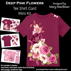 Deep Pink Flowers - Tee Shirt Card Mini Kit