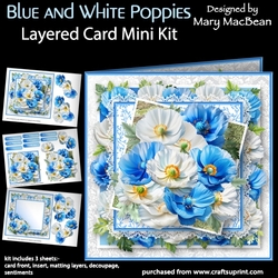 Blue and White Poppies - Layered Card Mini Kit