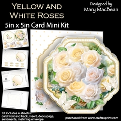 Yellow and White Roses - 5in x 5in Card Mini Kit