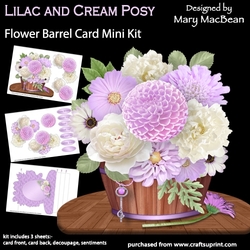 Lilac and Cream Posy - Flower Barrel Card Mini Kit
