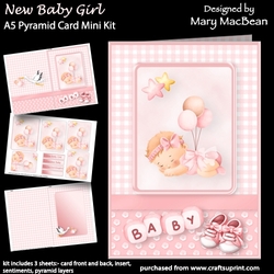 New Baby Girl - A5 Pyramid Card Mini Kit
