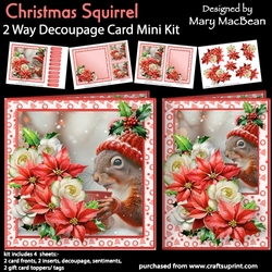 Christmas Squirrel - 2 Way Decoupage Card Mini Kit