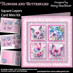 Flowers and Butterflies - Square Layers Card Mini Kit