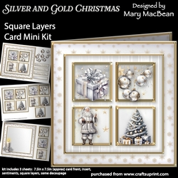 Silver and Gold Christmas - Square Layers Card Mini Kit