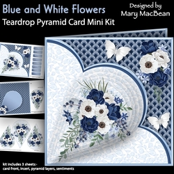 Blue and White Flowers - Teardrop Pyramid Card Mini Kit