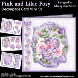Pink and Lilac Posy - Decoupage Card Mini Kit