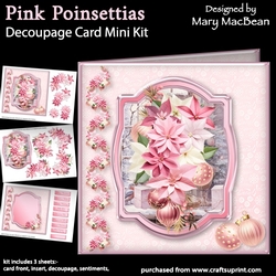 Pink Poinsettias - Decoupage Card Mini Kit
