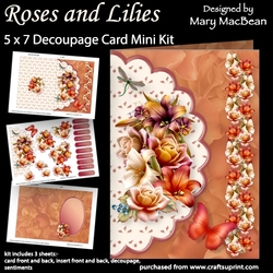 Roses and Lilies - 5 x 7 Decoupage Card Mini Kit