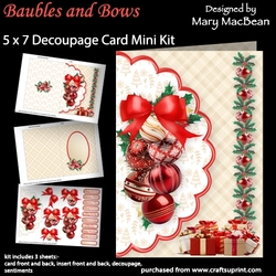 Baubles and  Bows - 5 x 7 Decoupage Card Mini Kit