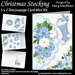 Christmas Stocking - 5 x 7 Decoupage Card Mini Kit