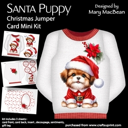 Santa Puppy - Christmas Jumper Card Mini Kit