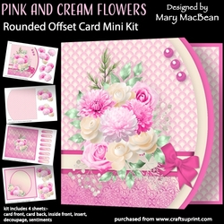 Pink and Cream Flowers - Rounded Offset Card Mini Kit