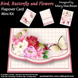 Bird, Butterfly and Flowers - Flapover Card Mini Kit