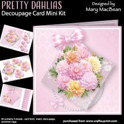 Pretty Dahlias - Decoupage Card Mini Kit
