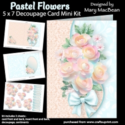Pastel Flowers - 5 x 7 Decoupage Card Mini Kit