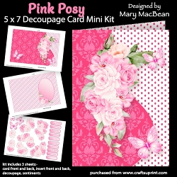 Pink Posy - 5 x 7 Decoupage Card Mini Kit