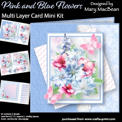 Pink and Blue Flowers - Multi Layer Card Mini Kit