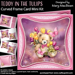 Teddy in the Tulips - Curved Frame Card Mini Kit