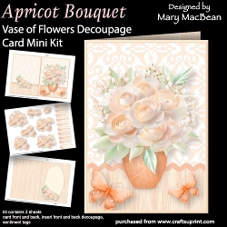 Apricot Bouquet - Vase of Flowers Decoupage Card Mini Kit