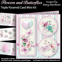 Flowers and Butterflies - Triple Pyramid Card Mini Kit