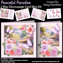 cup1373244_1648 - Peaceful Paradise - 2 Way Decoupage Card Mini Kit