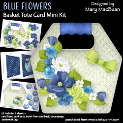 Blue Flowers - Basket Tote Card Mini Kit