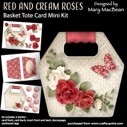 Image of cup1375951_1648 - Red and Cream Roses - Basket Tote Card Mini Kit
