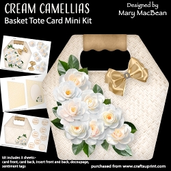 Cream Camellias - Basket Tote Card Mini Kit