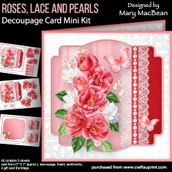 cup1378339_1648 - Roses, Lace and Pearls - Decoupage Card Mini Kit