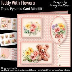 Image of cup1381796_1648 - Teddy with Flowers - Triple Pyramid Card Mini Kit