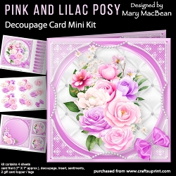 Pink and Lilac Posy - Decoupage Card Mini Kit