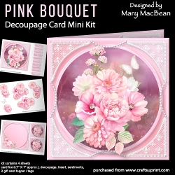Pink Bouquet - Decoupage Card Mini Kit