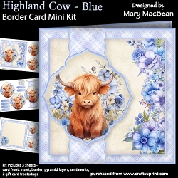 Highland Cow Blue - Border Card Mini Kit