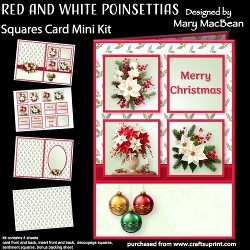 Red and White Poinsettias - Squares Card Mini Kit