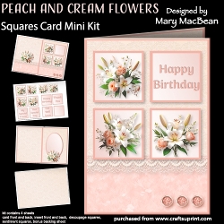 Peach and Cream Flowers - Squares Card Mini Kit