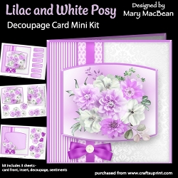 Lilac and White Posy - Decoupage Card Mini Kit