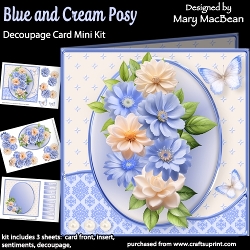Blue and Cream Posy - Decoupage Card Mini Kit