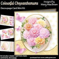 Colourful Chrysanthemums - Decoupage Card Mini Kit