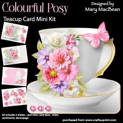 Colourful Posy - Teacup Card Mini Kit
