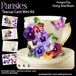 Pansies - Teacup Card Mini Kit