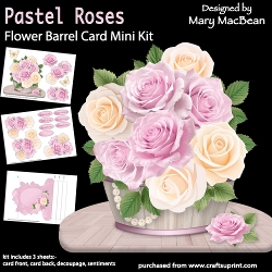 Pastel Roses - Flower Barrel Card Mini Kit