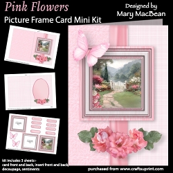 Pink Flowers - Picture Frame Card Mini Kit