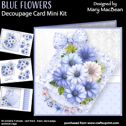 Blue Flowers - Decoupage Card Mini Kit