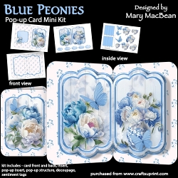 Blue Peonies - Pop-up Card Mini Kit