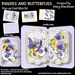Pansies and Butterflies - Pop-up Card Mini Kit